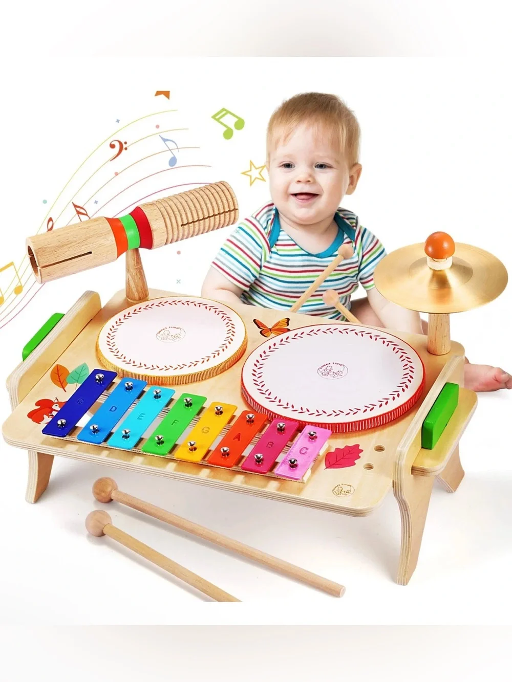 Drum Set for Toddlers Baby Music Instruments 7 in 1 Montessori Preschool
